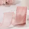 Fita Rosa Embalagem de Presente DIY Renda Xadrez Borda Ondulada Fita Decorativa Acessórios de Cabelo Laço Fita de Rede