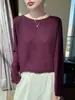 Suéter de punto de cuello redondo para mujer para primavera y otoño, con un estilo relajado, lana fina, adecuado para el trabajo, simple y holgado, un suéter fino para usar como base