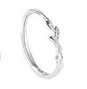 Anillo Asimétrico de Pareja de Plata de Ley 925 con Ramas Diseño de Nicho Textura Ajustable Ins Joyería de Mano Tendencia