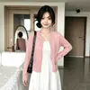 2026 Verão Novo Estilo Coreano Doce e Gentil Redutor de Idade Vazado Curto Tricô Cardigan Top
