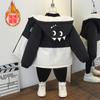 Chaqueta gruesa con forro polar y diseño de dragón puntiagudo de dibujos animados de estilo coreano para niñas, chaqueta holgada y cálida con relleno de algodón para niños.