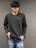 Camiseta de manga larga texturizada de peso pesado para primavera para hombre, nueva marca de moda 2026, uso diario casual, corte holgado, sudadera de cuello redondo