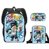Nuevo conjunto de tres piezas de mochila escolar Roblox transfronteriza, mochila de gran capacidad para estudiantes, mochila infantil protectora de la columna vertebral para almacenamiento, venta al por mayor