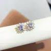 Pendientes de tanzanita natural llegan color azul claro destello fuego plata 925 incrustación de precisión piedra principal 3*4mm