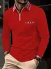 Camisa Polo de Manga Larga con Cuello Solapa y Media Cremallera para Hombre Otoño 2025 Ajuste Delgado Cuello Top Casual de Negocios