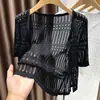 Cárdigan de Punto Calado de Manga Corta Estilo Nuevo 2026 para Mujer, Ropa de Verano con un Vestido de Tirantes, Combinado con un Chal Corto Protector Solar