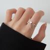 Nalan Prata S925 Moda Anel Corrente Coração Aberto Camada Única Diamante Único Dedo Indicador J4948