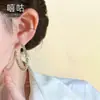 TH0561 S999 Aguja de Plata Plata Triturada Círculo Redondo Pendientes Gama Alta Exagerados Cuadrados y Redondos Rostro Personalidad Aro de Oreja Japonés Coreano Mujeres