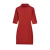 Vestido bodycon de manga media y cuello semi-alto estilo europeo y americano, Nueva moda de primavera, Versátil, de corte ajustado, Favorecedor, Corto, para Mujer