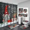 Cortina de ducha para mampara de baño rosa estilo europeo y americano de Papá Noel, cortina de ducha de tela de poliéster con diseño de elfo y estrella transfronterizo, venta al por mayor desde el fabricante