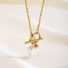 Venta al por mayor transfronteriza a Hebilla Colgante de Perla Collar para Mujer Diseño de Nicho Chapado en Oro Lujo Accesible Nuevo Estilo Fresco Cadena para Clavícula