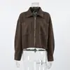 Chaquetas y Tops Sueltos Retro Trendy Europeos y Americanos para Mujer 2026 Invierno Nuevo Abrigo de Gamuza Marrón Moda Ropa para Mujer