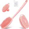 En stock venta al por mayor cepillo de baño de mango largo cepillo de baño de masaje de pelo suave extraíble Cepillo de baño para niños de silicona