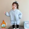 Ropa exterior acolchada y gruesa para niñas de Elsa, nueva colección otoño/invierno 2026, chaqueta de malla de algodón con dibujos animados para niños, chaqueta de béisbol para bebé
