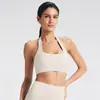 Sujetador Deportivo Cruzado Europeo y Americano de Cuello Halter para Mujer Verano Ropa de Yoga con Almohadillas en el Pecho Sexy Espalda Hermosa Sujetador de Pilates Yoga