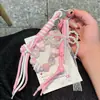 Estilo Ins Transfronteiriço Série Miu Bolsa de Corda Colorida Trançada Pingente Pintado à Mão com Contas Pingente para Celular Chaveiro Acessórios Atacado