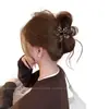 Pinza para el Cabello con Estampado de Leopardo y Flores de Estilo Nuevo 2025 para Mujer, Pinza Grande de Gama Alta para Peinados Recogidos en la Parte Trasera de la Cabeza, Pinza de Tiburón de Gran Capacidad