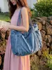 Bolso Casual de Lona, Bolso de Hombro de Mezclilla para Mujer, Bolso de Mano Casual de Gran Capacidad Estilo Japonés, Bolso de Tela Ligero de Moda para Mujer