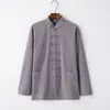 Traje Tang para Hombre Estilo Chino Retro Marca de Moda Top de Manga Larga de Algodón y Lino para Primavera y Otoño Estilo Budista Chino Hanfu Traje de Té para Meditación