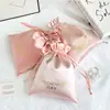 Bolsas de Satén con Cordón de Cristal Personalizadas, Bolsas de Satén con Cordón para Regalo de Cosméticos Personalizadas, Bolsas de Almacenamiento a Prueba de Polvo tipo Seda