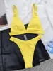 Nuevo Bikini de Canalé para Mujer Europeo y Americano Color Sólido Traje de Baño de Dos Piezas Venta al por Mayor Transfronteriza Conjunto de Bikini Triángulo