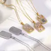 Colgante de Nicho Estilo Europeo y Americano Acero Inoxidable Chapado en Oro de 18K Aceite Goteando Lleno de Diamantes Doce Constelaciones Collar Cuadrado Colorido para Mujer