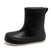 Botas de Borracha Impermeáveis Antiderrapantes de Cano Médio Estilo Coreano Simples para Mulheres Cozinha Acampamento Amarelo Botas de Chuva Modernas