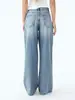 Jeans Asimétrico Lavado Reto de Perna Larga Casual Moda Y2K Russo Aliexpress para Mulheres