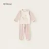 Bangxuan 2026 Outono Pijama Confortável para Meninas Desenho Animado Manga Longa Conjunto de Roupa de Casa para Crianças Pequenas Vestuário Infantil Zhili Huzhou