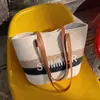 Bolsa de Hombro Cruzada de Algodón Tejido con Bordado de Letras de Nuevo Estilo, Bolsa Tote Colorida de Gran Capacidad, Bolsa de Playa para Vacaciones en la Costa