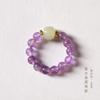 Anillo de Cuerda Reflejo de Amatista Natural Diseño de Nicho Retro Literario Núcleo de Oliva Anillo Hecho a Mano DIY para Hombres y Mujeres