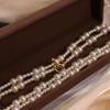 Collar de perlas largas con hebilla OT de doble capa y entrada francesa, elegante y de alta calidad, con diseño de nicho para mujer.