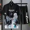 Traje de shorts de manga corta para hombre 2024 verano nuevo deportivo casual talla grande holgado Joker camiseta venta al por mayor comercio exterior