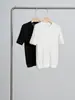 Tricô Personalizado Novo Estilo Verão Textura de Seda de Amora Manga Curta para Mulheres, Corte Justo, Respirável, Blusa Gola Redonda para Mulheres