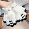 Luvas Infantis com Dedos Separados, Luvas Tricotadas Estilo Coreano para Meninos com Cinco Dedos, Luvas de Inverno Quentes para Alunos do Ensino Fundamental, Bebês Meninos e Meninas, Ciclismo