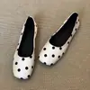 Zapatos de Ballet Planos de Lunares Estilo Francés 2026 Nuevos de Punta Cuadrada Boca Baja Zapatos Elegantes Suaves Zapatos sin Cordones de Suela Blanda