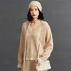 Suéter de Cachemira Simple y Versátil para Mujer Otoño e Invierno Estilo Nuevo con Falso Dos Piezas Estilo Preppy Holgado, Moderno y Casual