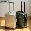Maleta con ruedas de aleación de aluminio y magnesio, con ruedas universales, de aleación de aluminio, para mujer, con caja metálica de 24 pulgadas y contraseña, rígida.
