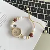 Relógio Pulseira de Contas Estilo Ins Nicho Luxo Acessível para Meninas com Alto Visual, Relógio de Quartzo de Vidro Simples e Versátil para Festa de Estudante