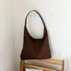 Bolsa de Ombro Única Grande Capacidade Patchwork de Camurça PU Estilo Outono/Inverno Coreano 2026 Superfície Macia Toque de Luxo Bolsa Tote Nicho para o Dia a Dia