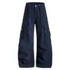 Pantalones OREETA de silueta guadaña lavados y desgastados estilo retro americano para hombres y mujeres, pantalones de trabajo leñador simples y de alta gama
