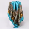 Lenço de Seda com Padrão Paisley Clássico Europeu e Americano para Mulheres, Lenço de Cabeça Versátil da Moda em Seda Sintética, Lenço Quadrado de 90cm, Atacado Transfronteiriço