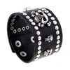 Joias para Exportação Europeia e Americana Pulseira de Couro Punk Retrô Moda Masculina Larga de Couro Caveira Acessório de Mão de Couro Genuíno