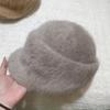 Sombrero de Equitación Versátil Estilo Diseñador para Mujer, Boina de Piel Sintética de Conejo, Sombrero de Celebridad de Internet y Socialité, Sombrero Octogonal Cálido de Invierno