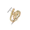 Anillo Estilo Medieval Lujo Ligero Acero de Titanio Piedra Natural Acero Inoxidable Geométrico Circonita Perla Flor Concha Anillo Dropshipping