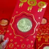 2026 Año del Caballo Moneda de Oro Conmemorativa Sólida de la Suerte Sobre Rojo Bolsa de la Suerte Regalo de Nochevieja Entrega de Texto Secreto