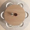 Mesa Redonda de Comedor y Sillas Estilo Francés en Madera Maciza de Fresno Color Crema para Uso en Hogares Pequeños Apartamentos, con Cubierta Giratoria de Piedra