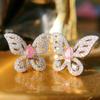 Pendientes de mariposa con diseño de diamantes rosas avanzados y nuevas explosiones de transmisión en vivo de moda de celebridades en línea de estilo coreano elegante