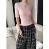 Sikan Outono Novo Simples Cor Sólida Versátil Gola Redonda Slim Fit Manga Média Camisa Base T-shirt SN9364