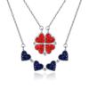 Colar S925 feminino de prata esterlina com diamantes e quatro folhas de flores, estilo Mori, com design de duas peças, corrente de clavícula